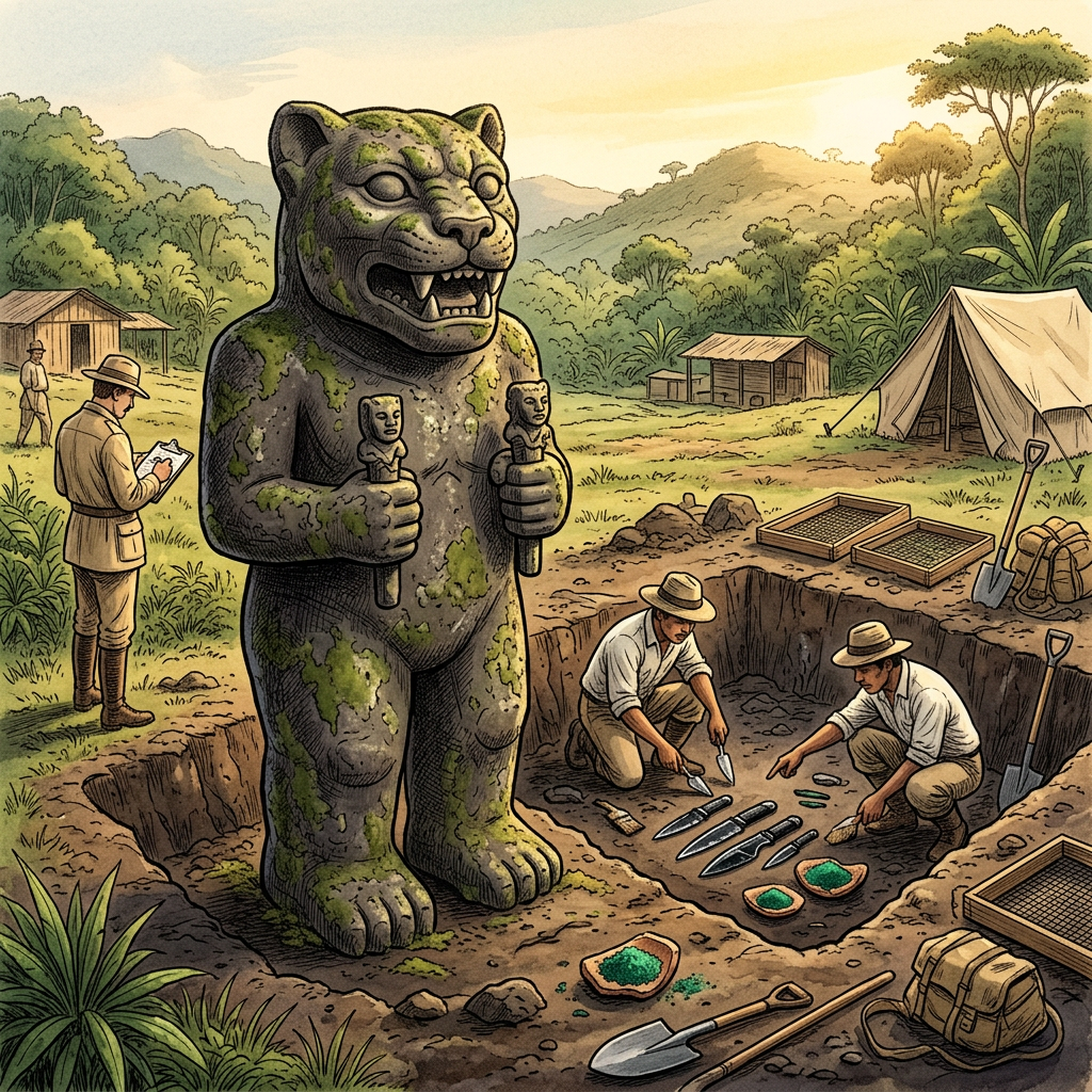 Excavation of "Jaguar-Man" Ceremonial Pits in San Agustín, Colombia, Links Ancient Statues to 2,000-Year-Old Rebirth Festivals