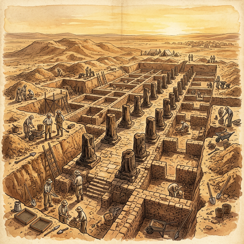 Excavation at Ancient Vidarbha Reveals a 5th-Century 'Vakataka Dynasty' Royal Palace with Intact Teak Pillar Bases