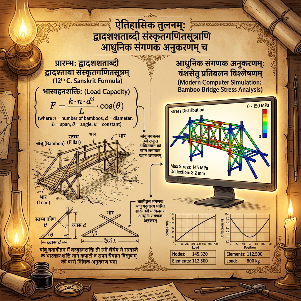 Computational Study of 12th-Century 'Ganita-Kaumudi' Variants Reveals Advanced Sanskrit Algorithms for Modeling Non-Linear Elasticity in Bamboo Structural Engineering
