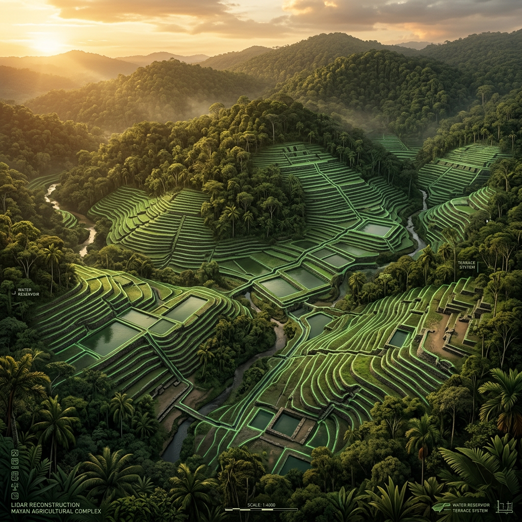 LiDAR Mapping in the Lacandon Jungle Reveals a Massive 9th-Century 'Maya Terrace-Farming Mega-Hub' and Specialized Sluice-Gate Reservoirs