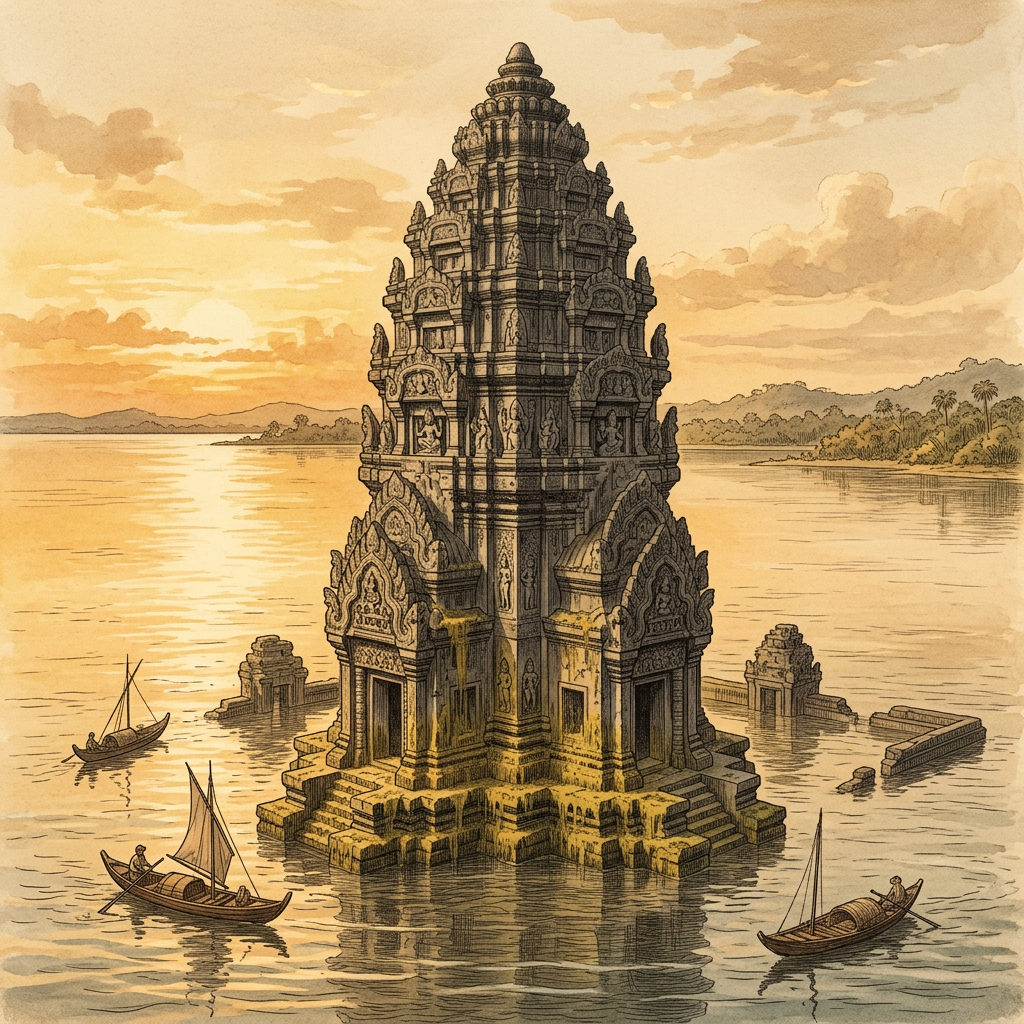 Submerged 12th-Century 'Late-Chalukya' Temple Shikhara Emerges in Karnataka’s Almatti Reservoir Amid Low Water Levels