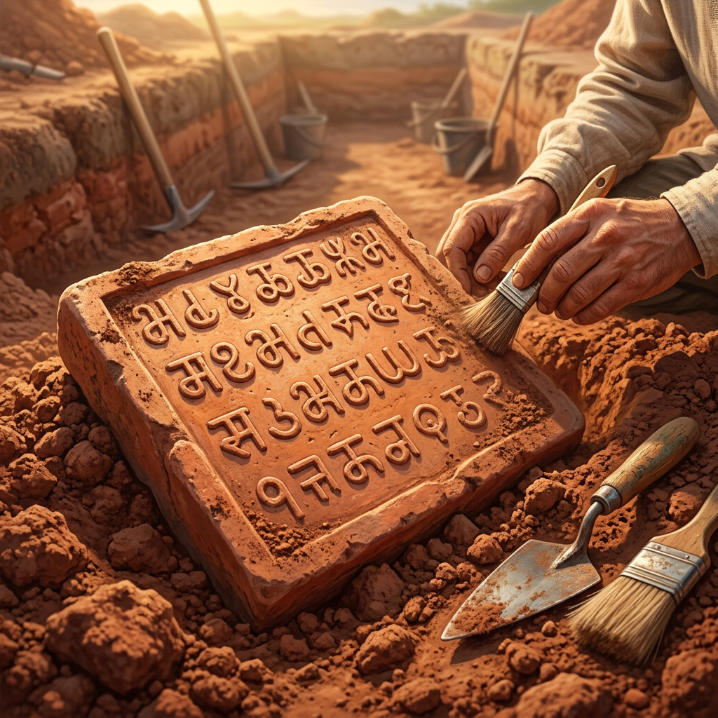 Excavations at Ancient Ahichchhatra Uncover 4th-Century Terracotta Tablets on 'The Philosophy of Action'