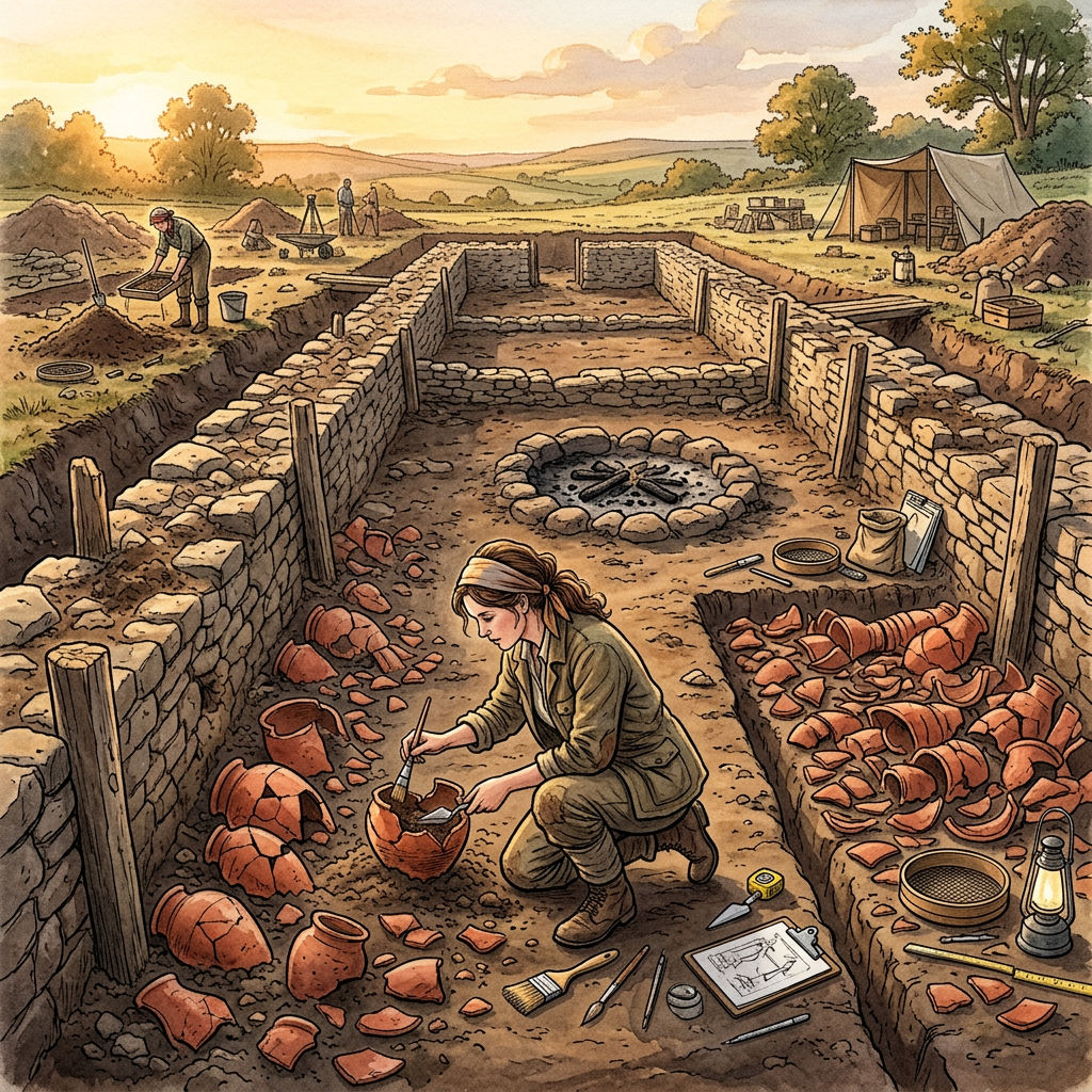 Discovery of a 2nd-Century Roman 'Cavalry Mess-Hall' and Intact Ceramic Dining Sets Uncovered in Northern Britain