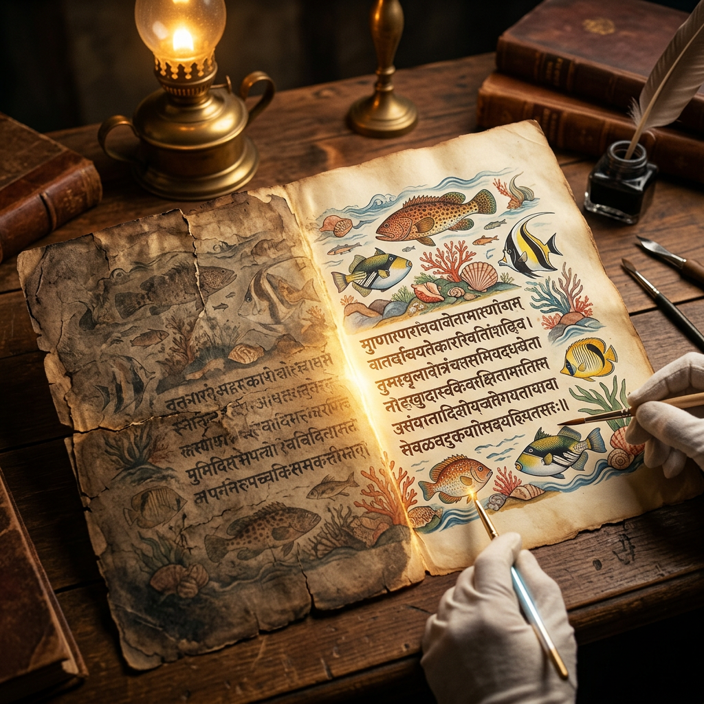 AI-Driven Decipherment of 8th-Century 'Grantha' Script Palimpsests from the Lakshadweep Islands Unveils Lost Sanskrit Treatises on Deep-Sea Ichthyology