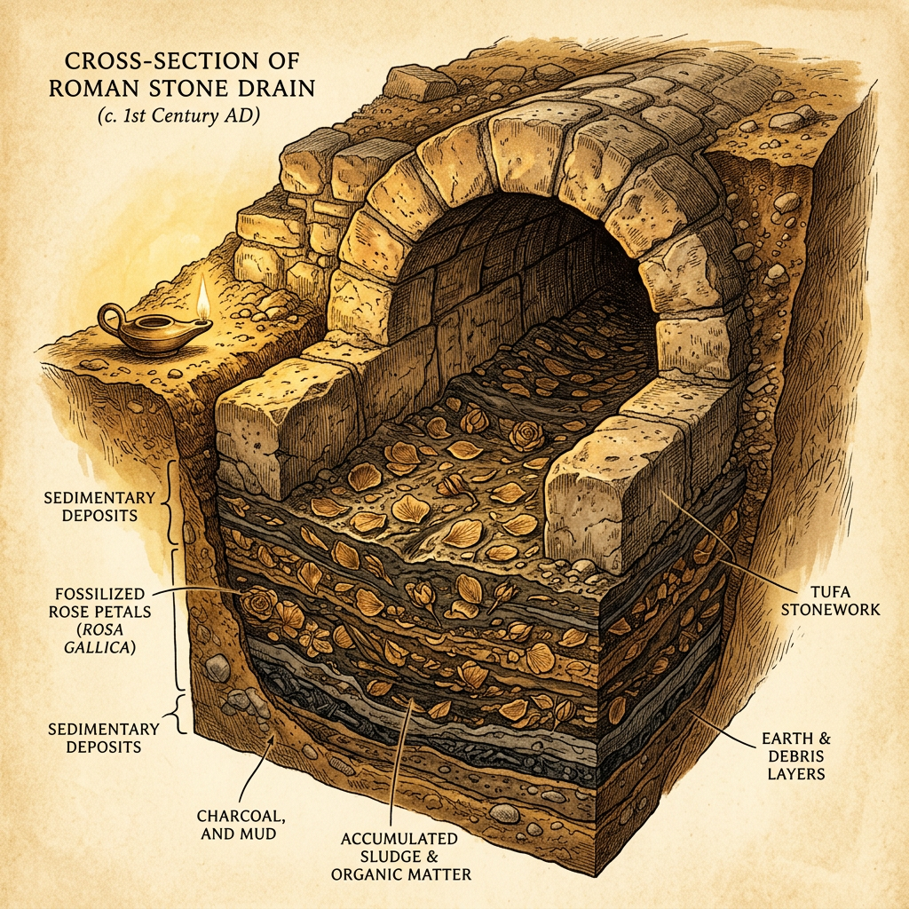 Discovery of a 2nd-Century 'Rose-Petal' Drainage System in a Roman Amphitheater in Croatia Linked to Ancient 'Floralia' Logistics