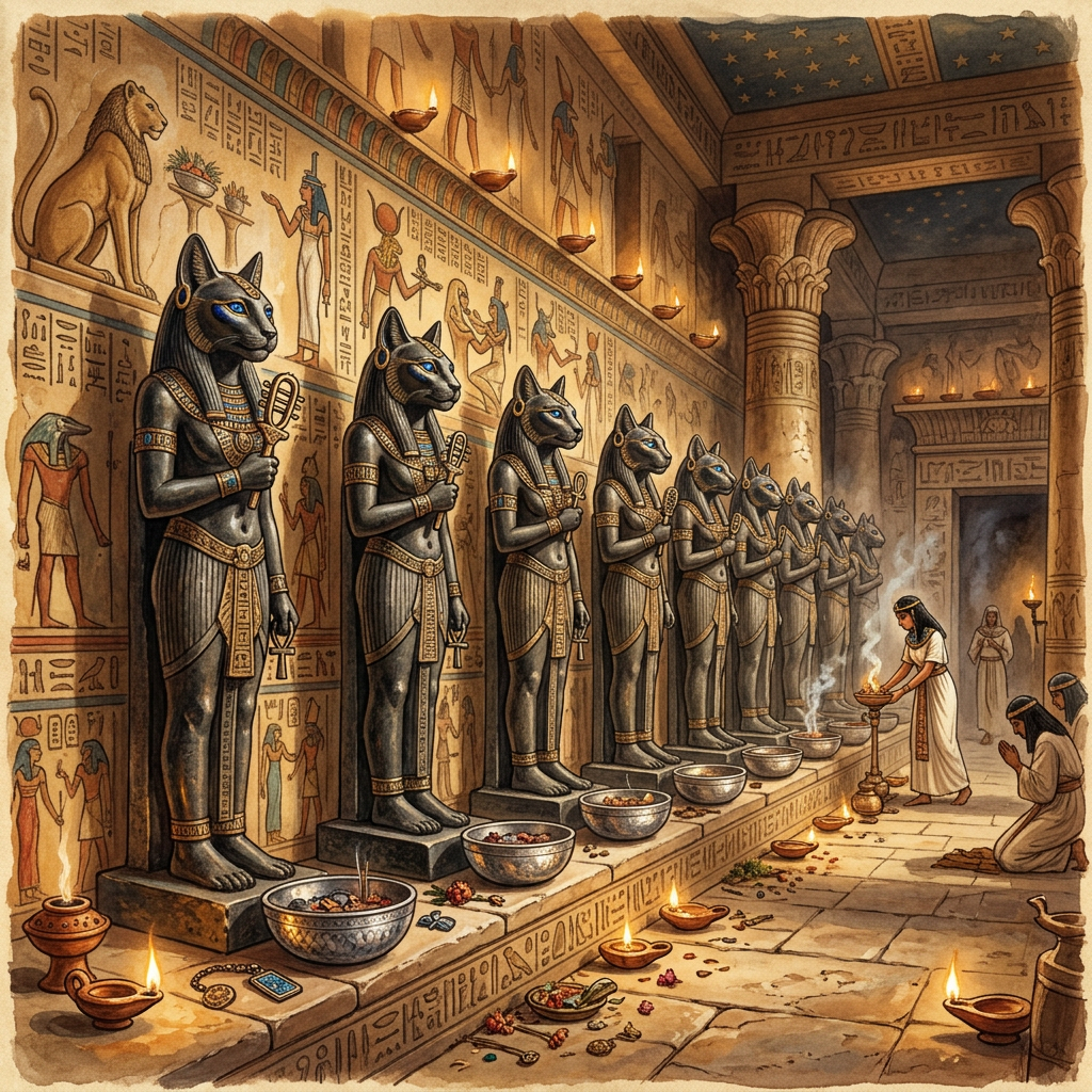 Archaeologists Uncover 2,600-Year-Old 'Temple of the Moon-Goddess' Bastet in Egypt’s Western Desert Featuring Intact Lapis-Inlaid Votives