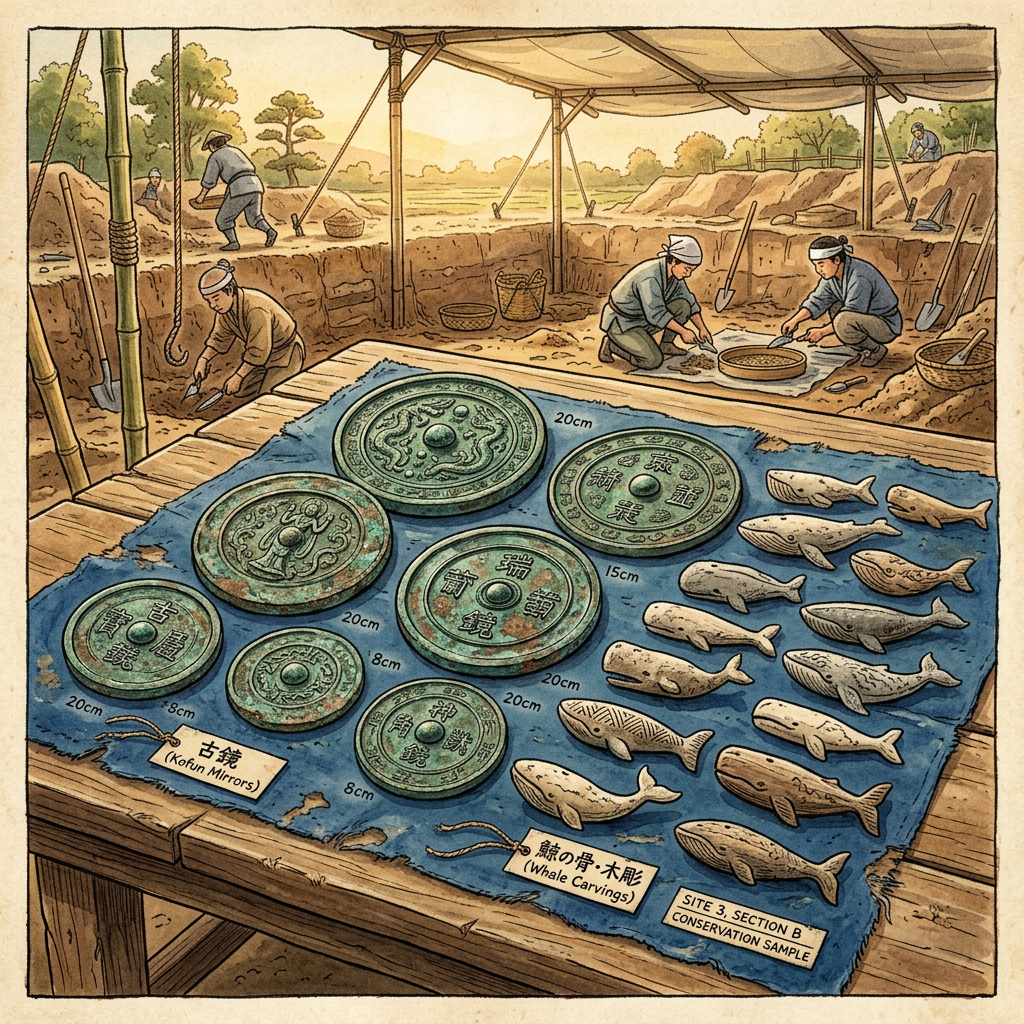 2,000-Year-Old 'Yayoi Period' Maritime Ritual Site Uncovered in Kyushu with Rare Bronze Mirrors and Whalebone Carvings