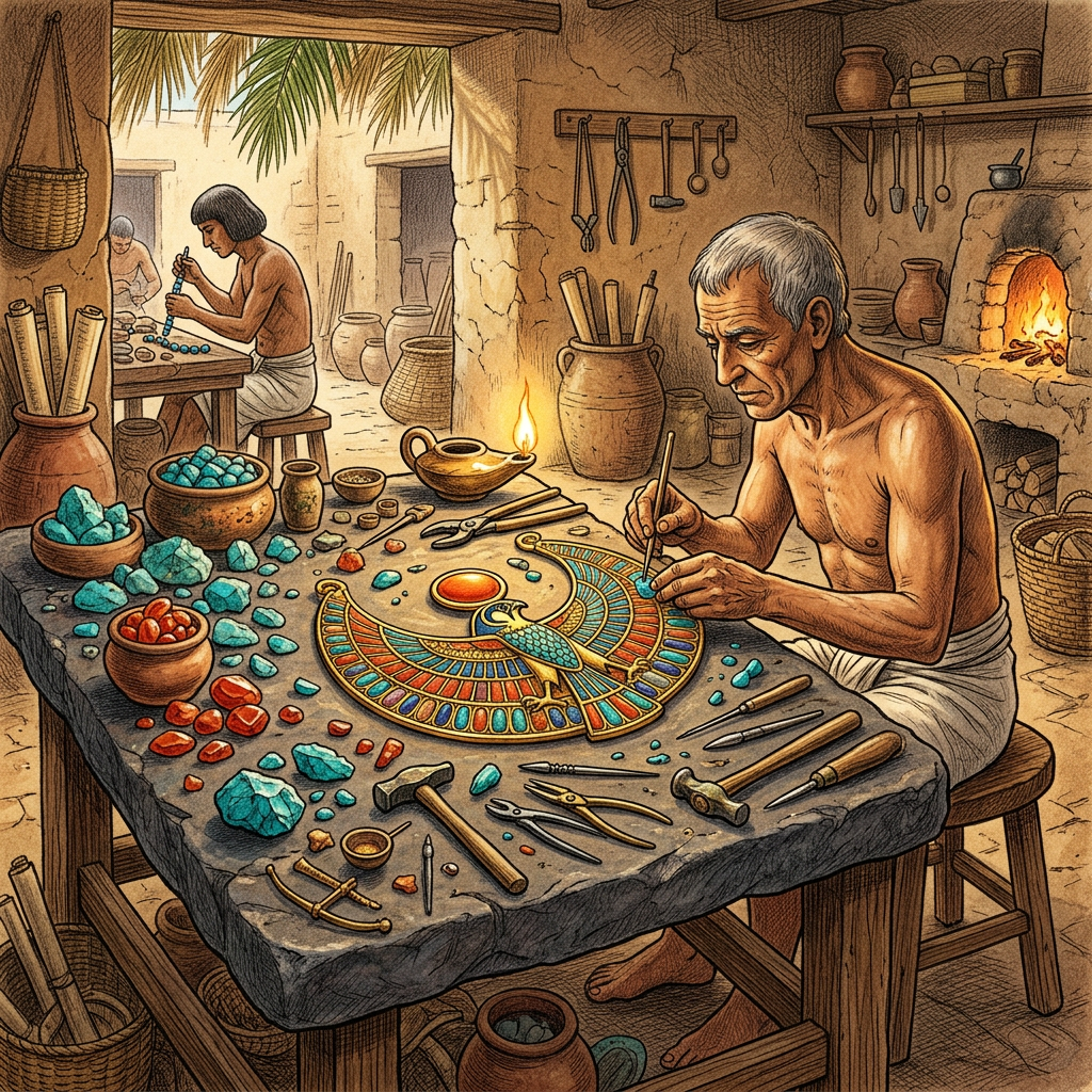 Intact 12th-Dynasty 'Royal Lapidary Master's Atelier' Uncovered in the Lahun Pyramid Complex with Exquisite Inlaid Jewelry