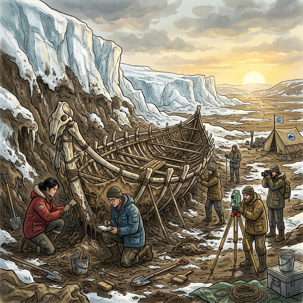 Thawing Alaskan Permafrost Reveals Perfectly Preserved 1,000-Year-Old Thule Culture 'Umiak' Whaling Boat