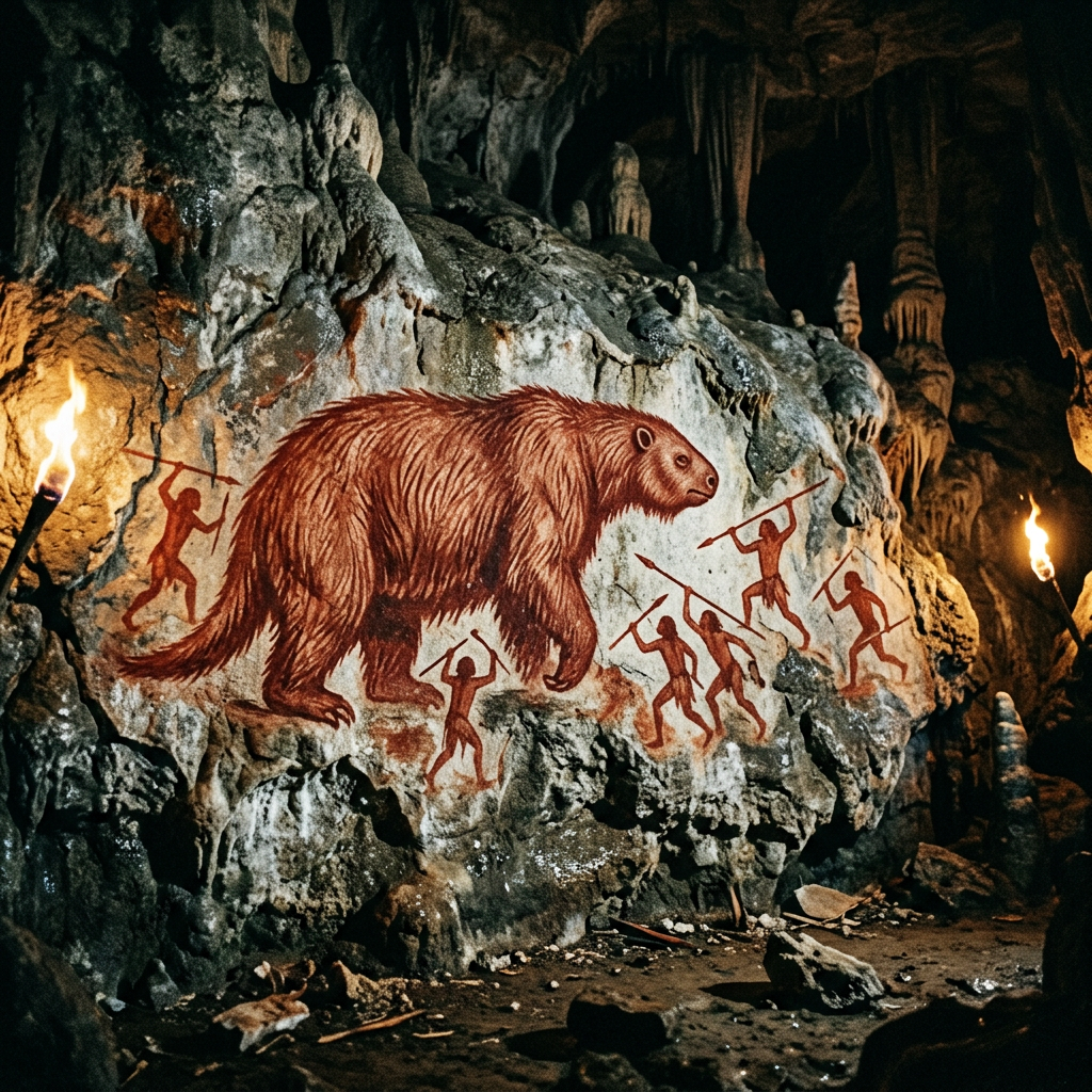 12,000-Year-Old 'Ochre Painting' of a Giant Ground Sloth Discovered in a Remote Cave in the Guyana Highlands