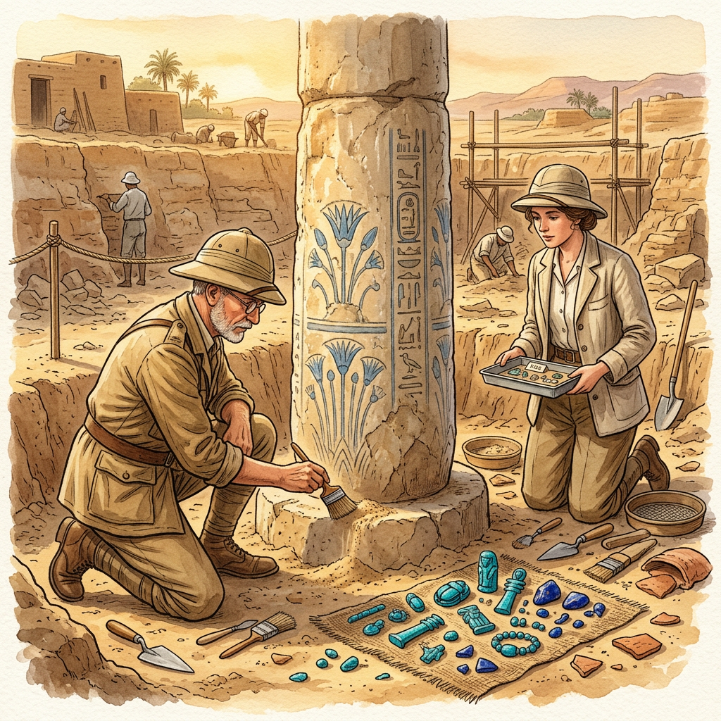 Archaeologists Uncover 2,500-Year-Old 'Temple of the Blue Lotus' in Egypt’s Nile Delta with Intact Lapidary Offerings