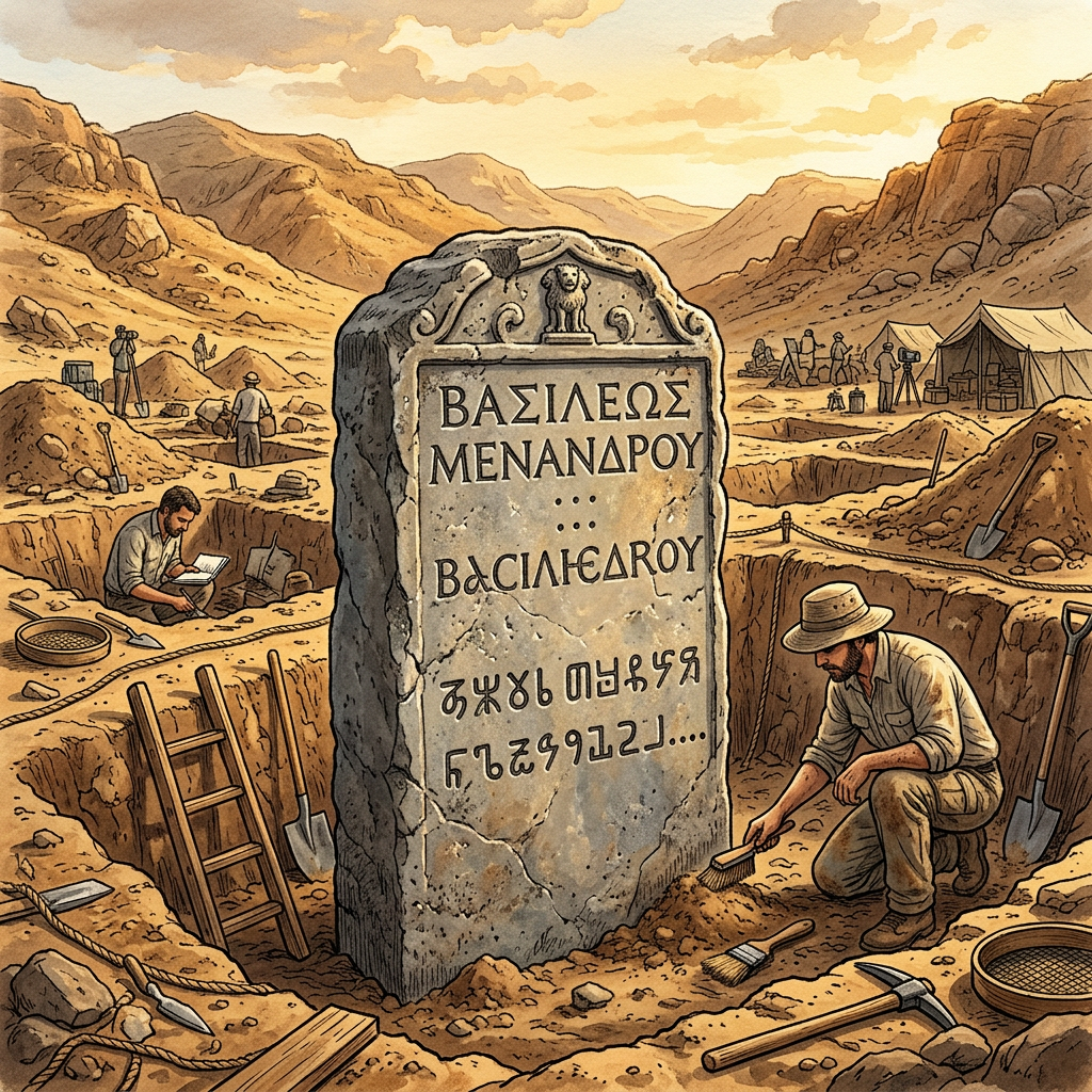 Rare 3rd-Century BCE 'Gnosis-Dharma' Stele Discovered in Kandahar Details Indo-Greek Exchange on the Nature of Virtue