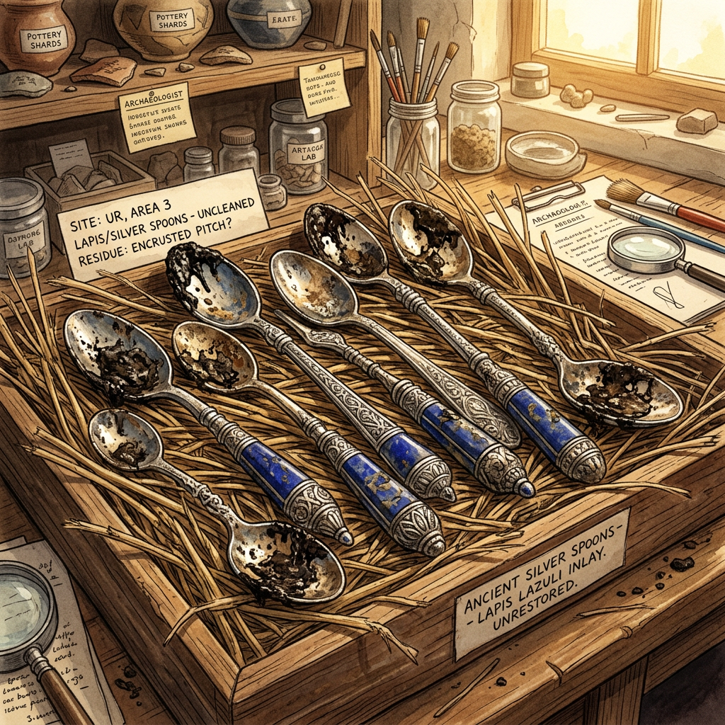 4,000-Year-Old 'Lapis-Incrusted' Ritual Spoons Found in Mesopotamia Reveal Logistics of 'Festival of the First Date-Syrup'