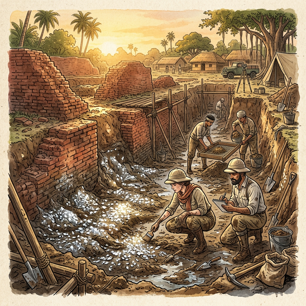 Rare 9th-Century 'Pala' Dynasty Monastic Temple with Unique 'Mica-Lined' Foundation Pits Uncovered in West Bengal’s Malda District