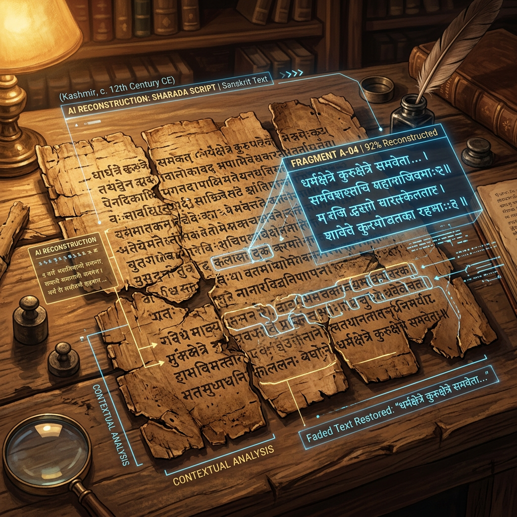 AI-Driven Decipherment of 8th-Century 'Sharada' Script Fragments Unveils Lost Sanskrit Treatises on the Systematic Classification of Aquatic Crustaceans