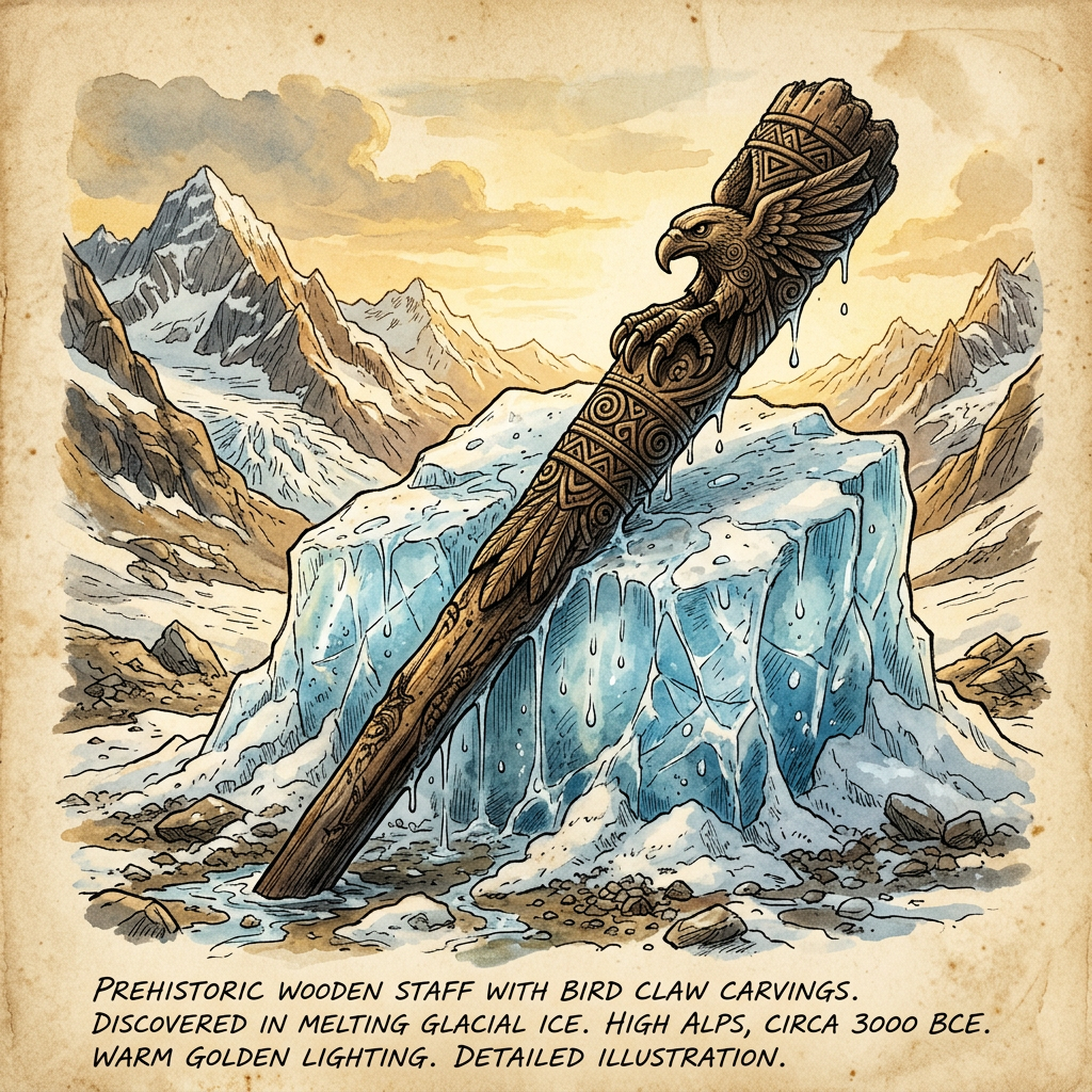 Melting Ice in the Stanovoy Range Reveals 4,000-Year-Old Neolithic 'Shamanic Staffs' with Intact Eagle-Claw Carvings