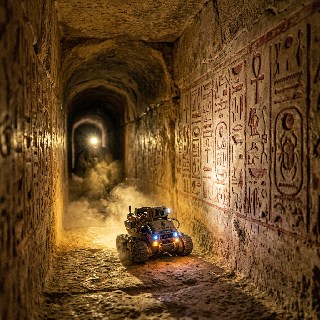 First Images from Behind the 'Gantenbrink Door': Robotic Probe Reaches Inner Chamber of the Great Pyramid