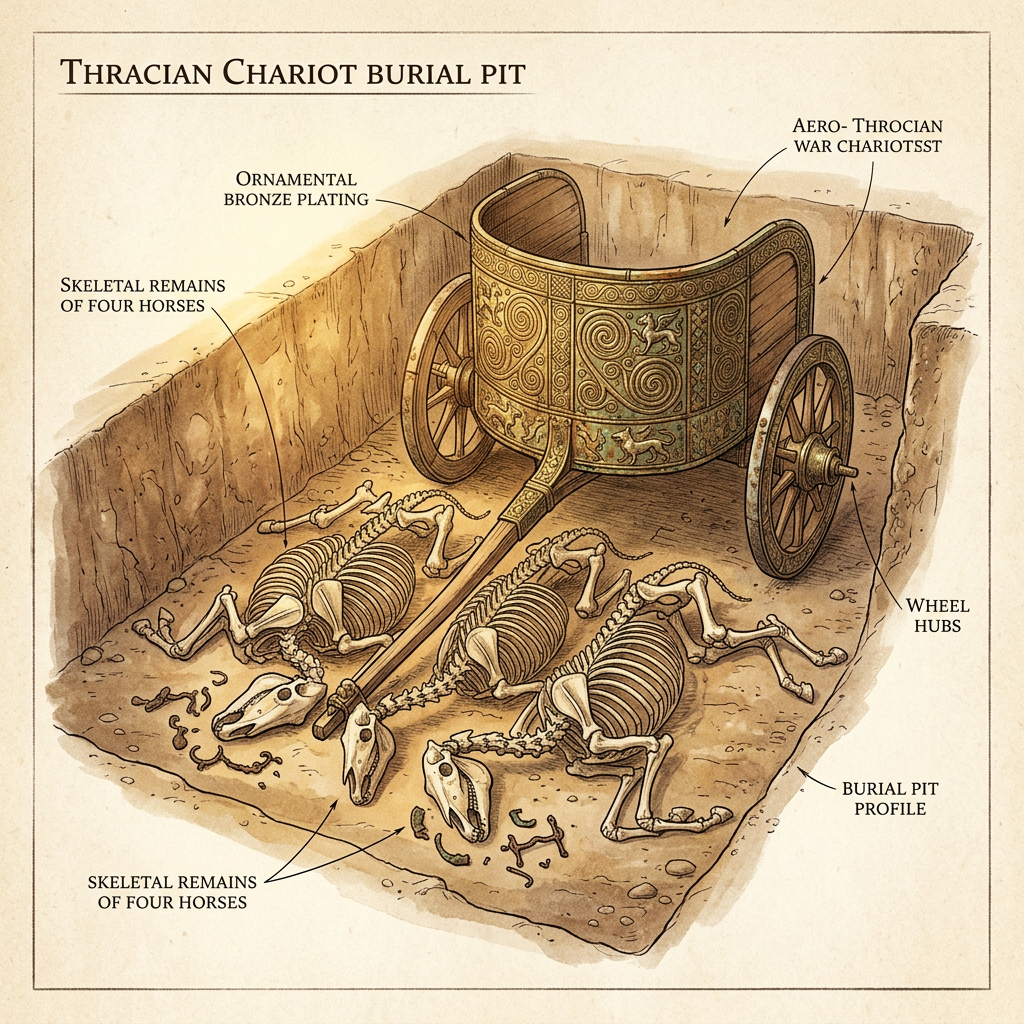 Archaeologists Uncover 2,000-Year-Old 'Thracian Nobleman's Chariot' with Four Intact Horse Skeletons in Bulgaria