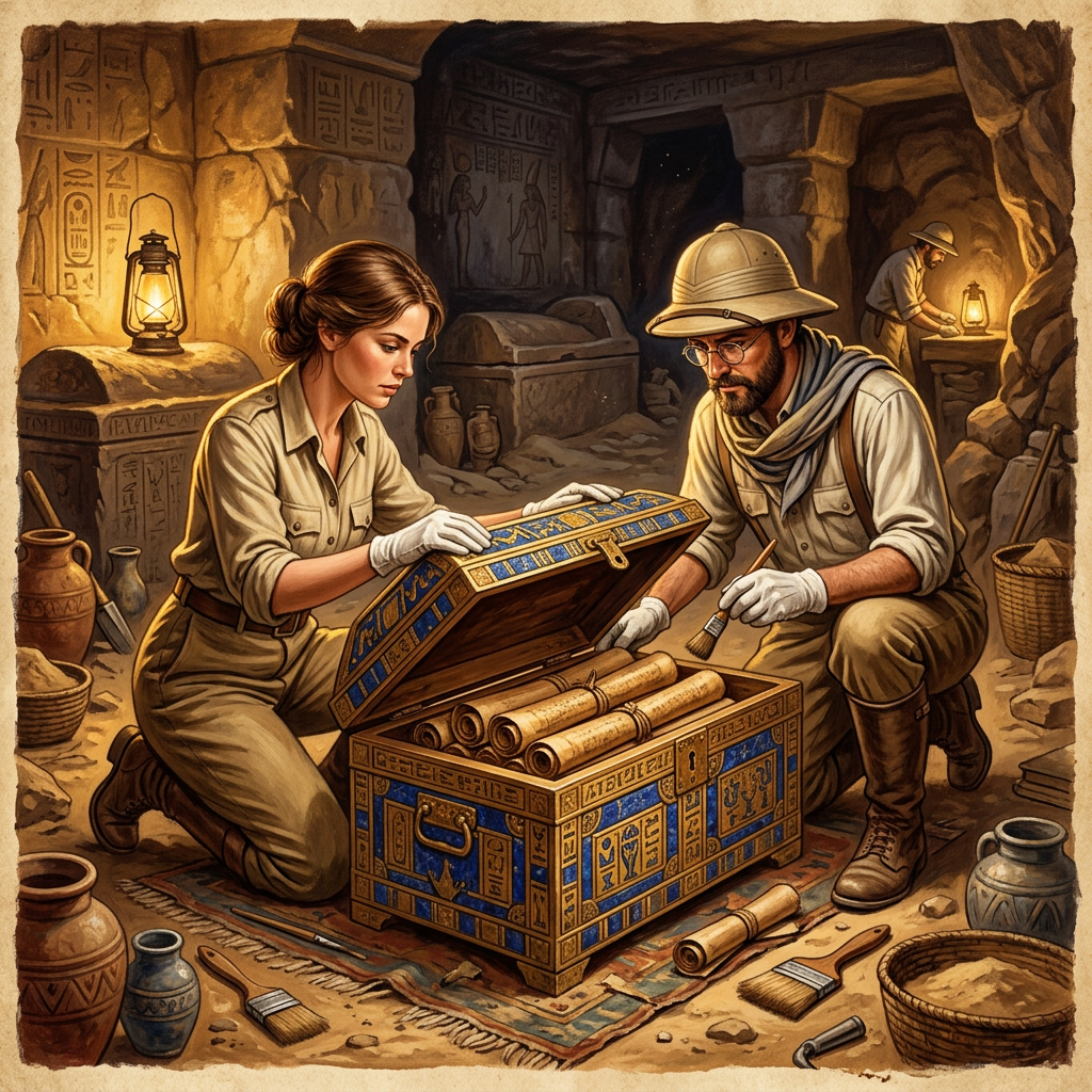 Pristine 3,000-Year-Old 'Scriptorium of the High Priestess' Uncovered in Egypt’s Tanis with Lapis-Inlaid Papyrus Boxes