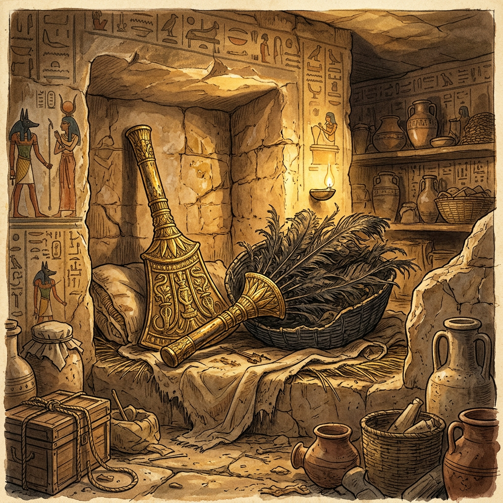 Discovery of an 18th-Dynasty 'Royal Ostrich-Feather Repository' in Luxor Containing Intact Ceremonial Fans