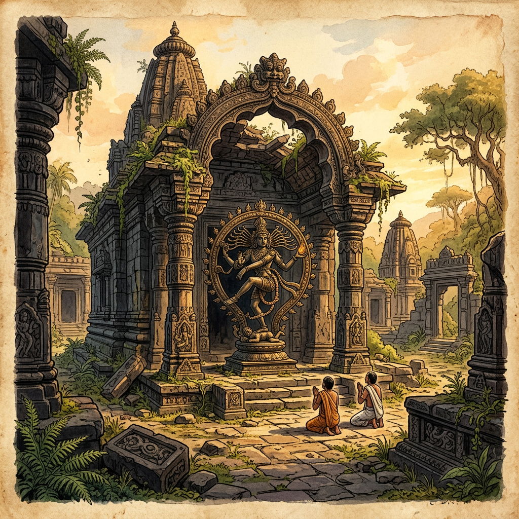 Rare 12th-Century 'Sena' Dynasty Temple Ruins featuring 'Black-Basalt' Nataraja Statue Discovered in West Bengal