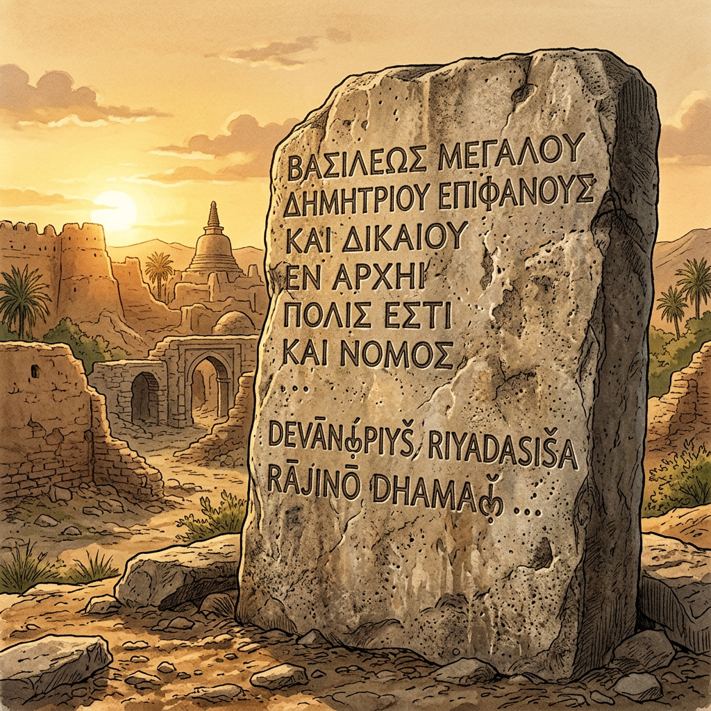4th-Century BCE 'Syllogistic Stelae' in Bactria Reveal Early Synthesis of Aristotelian and Nyaya Logic