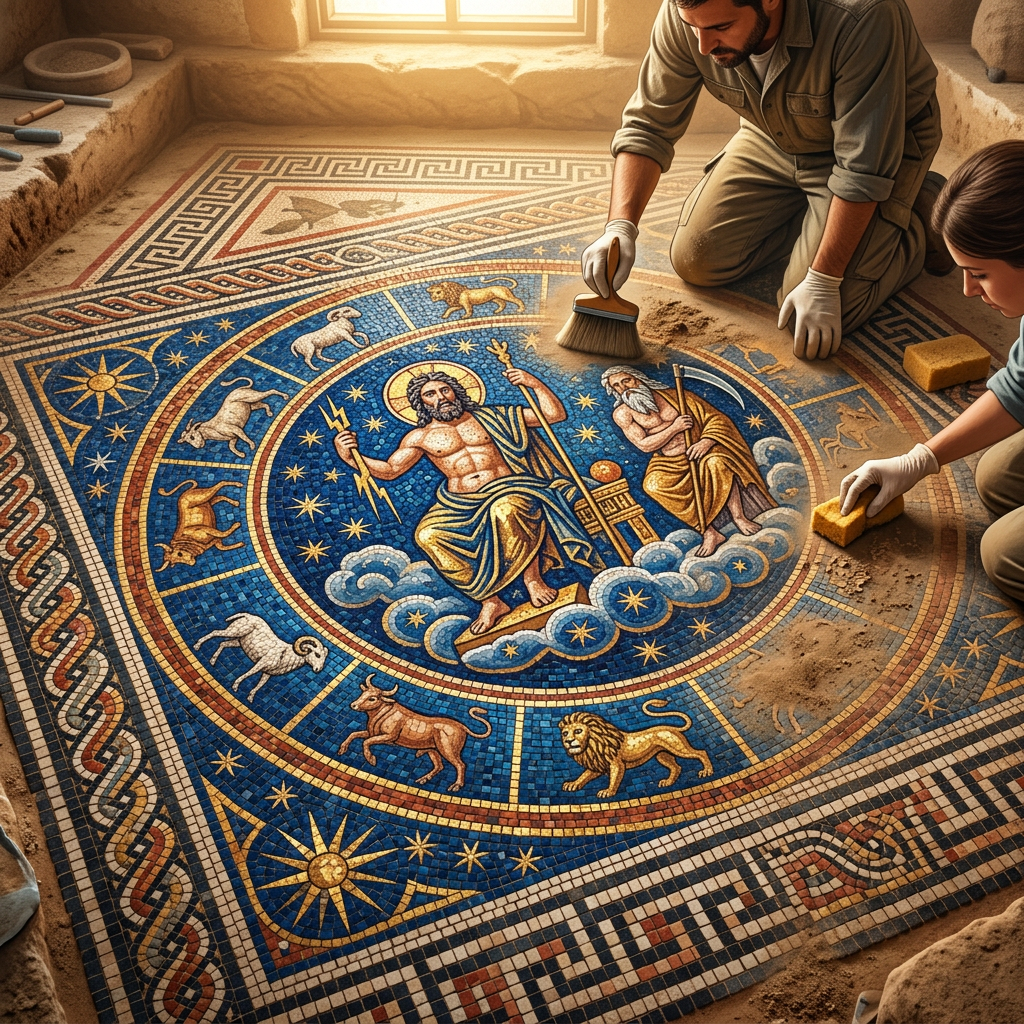 2nd-Century Roman 'Mosaic of the Great Conjunction' Found in Italica Depicting Rare Planetary Alignments