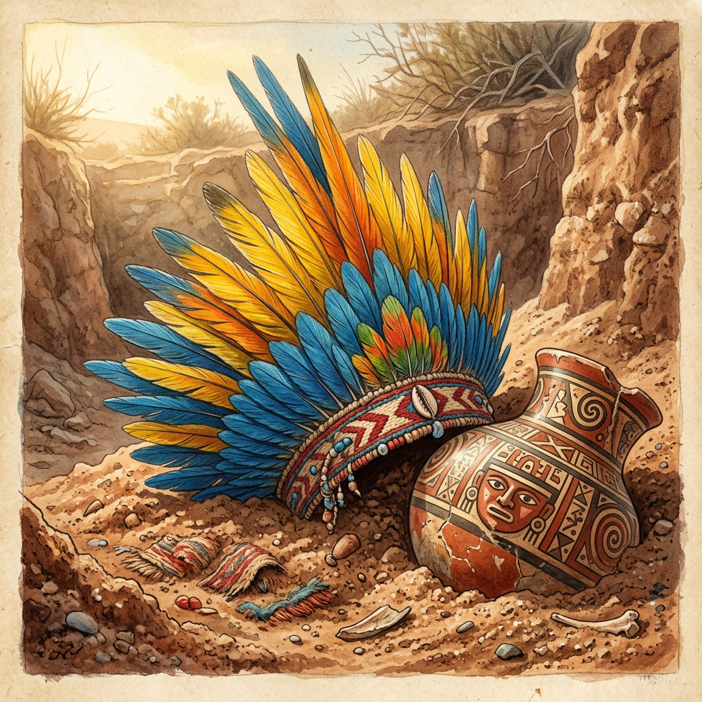 Discovery of 2,000-Year-Old 'Feathered-Crown' Cache in Peru Points to Early Origins of Nazca Harvest Parades