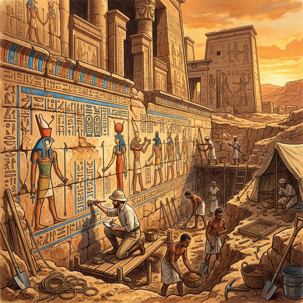 Archaeologists Unearth 2,300-Year-Old Ptolemaic Temple Dedicated to the God Monthu in Egypt’s Luxor Featuring Rare Blue-Pigmented Reliefs