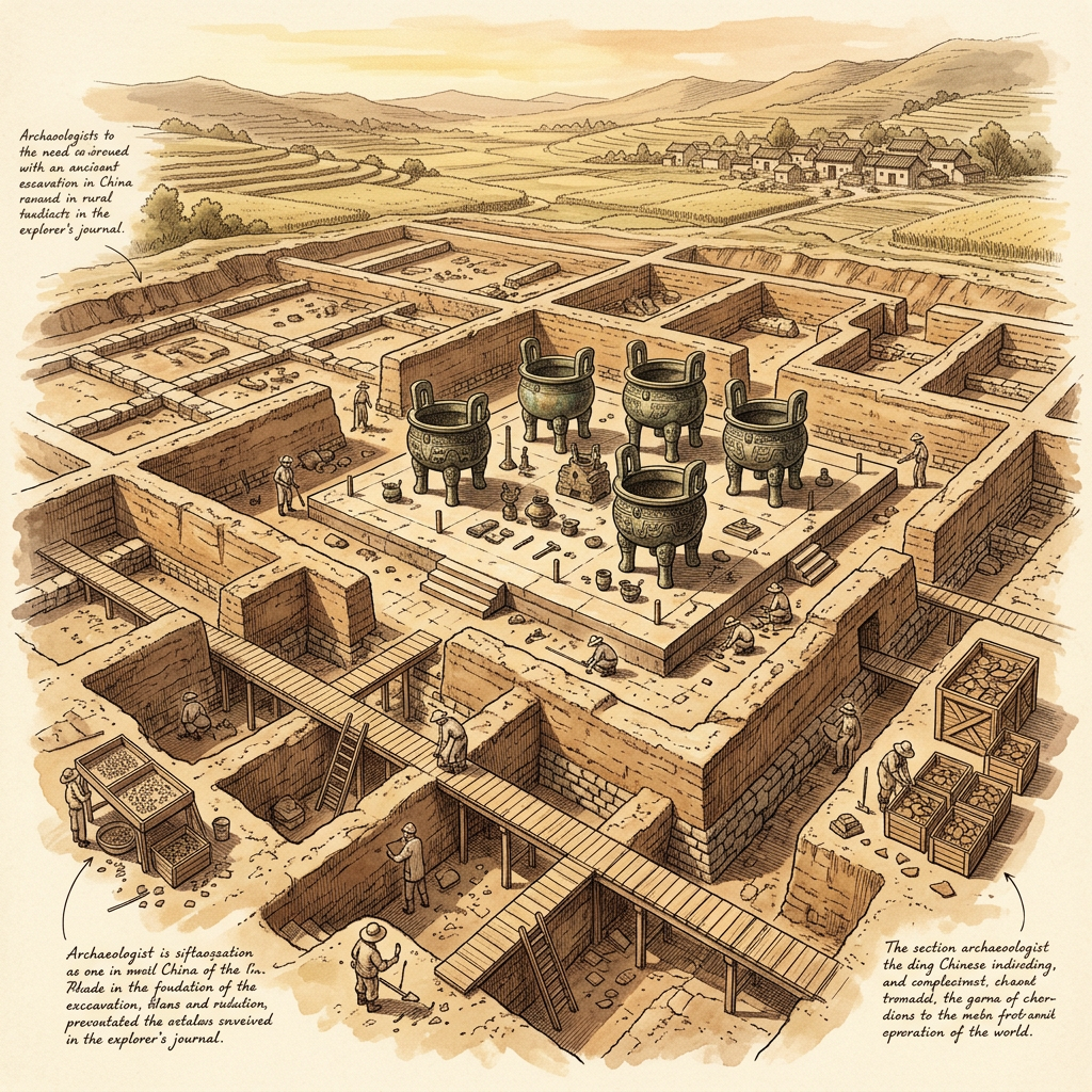 Massive 2,500-Year-Old 'Spring and Autumn Period' Royal Banquet Hall with Rare Bronze Tripods Uncovered in China