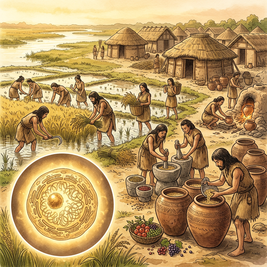 Genomic Analysis of 8,000-Year-Old 'Jiahu' Remains Identifies Earliest Genetic Selection for Fermented Rice-Based Dietary Resilience