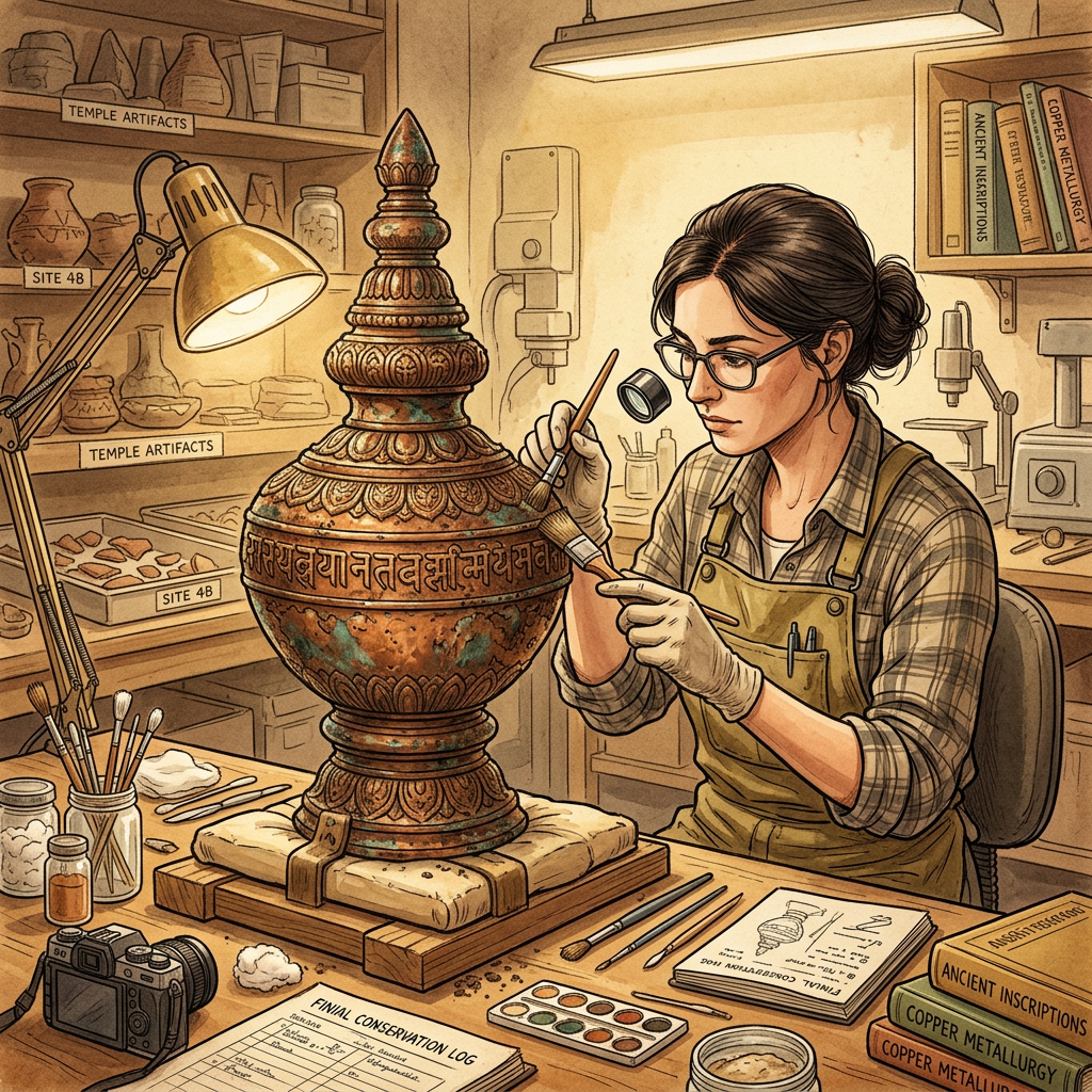 Restoration of 10th-Century 'Pratihara' Style Temple in Rajasthan Uncovers Rare Inscribed Copper 'Kalash'