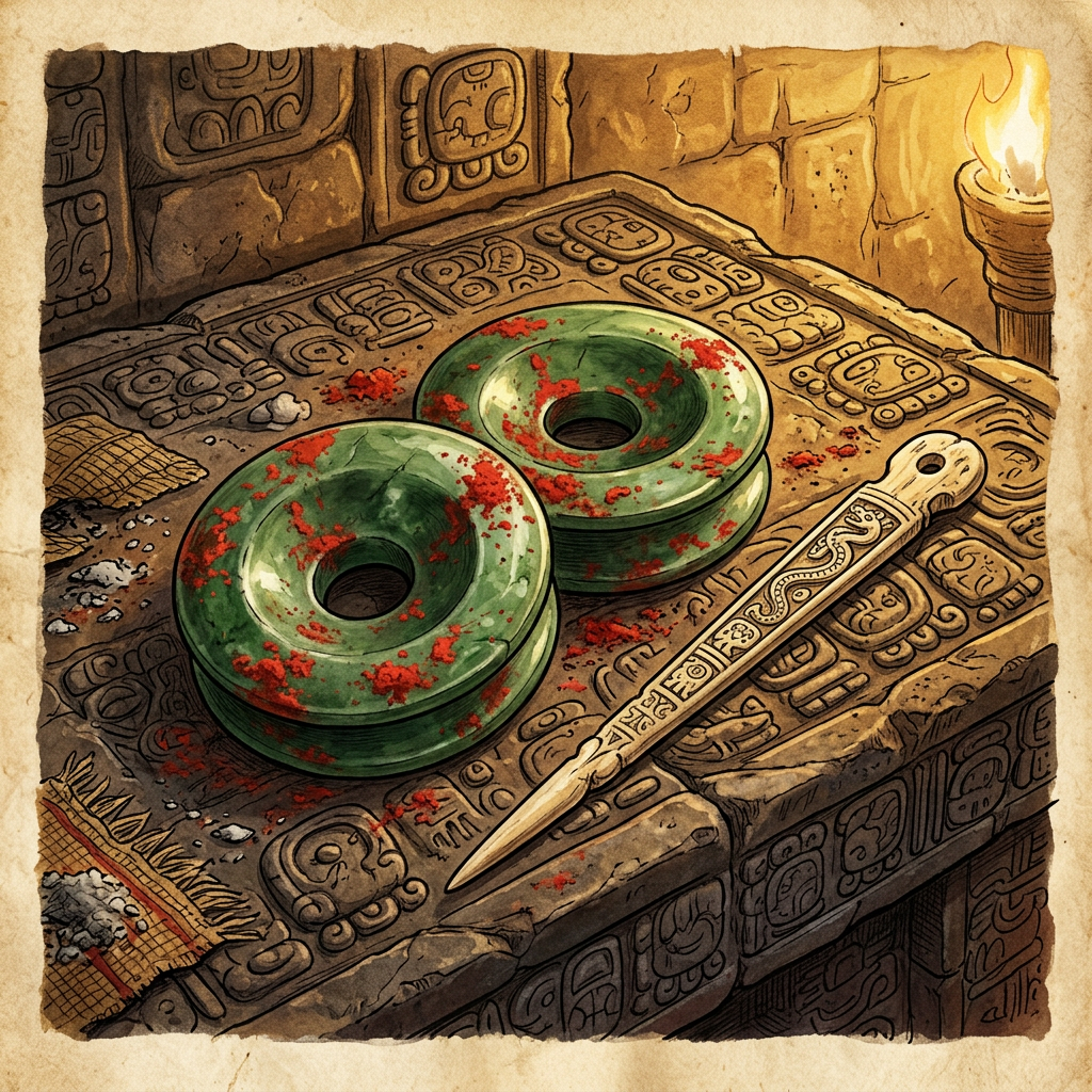 Discovery of 'Cinnabar-Stained' Jade Earspools in the Petén Basin Reveals 1,800-Year-Old Maya 'Zenith-Sun' Ritual Traditions