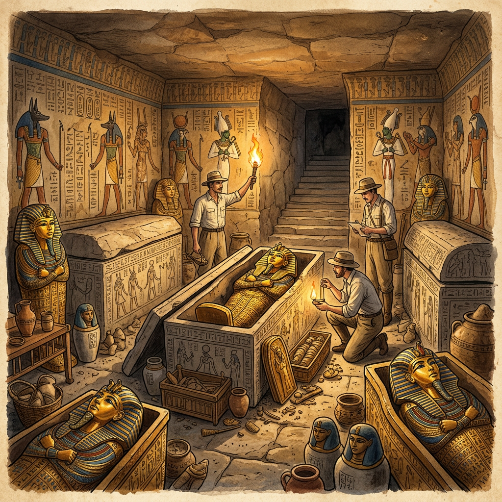 Unlooted 22nd-Dynasty 'High Priest of Bastet' Tomb Uncovered in the Bubastis Necropolis with Intact Gilded Masks