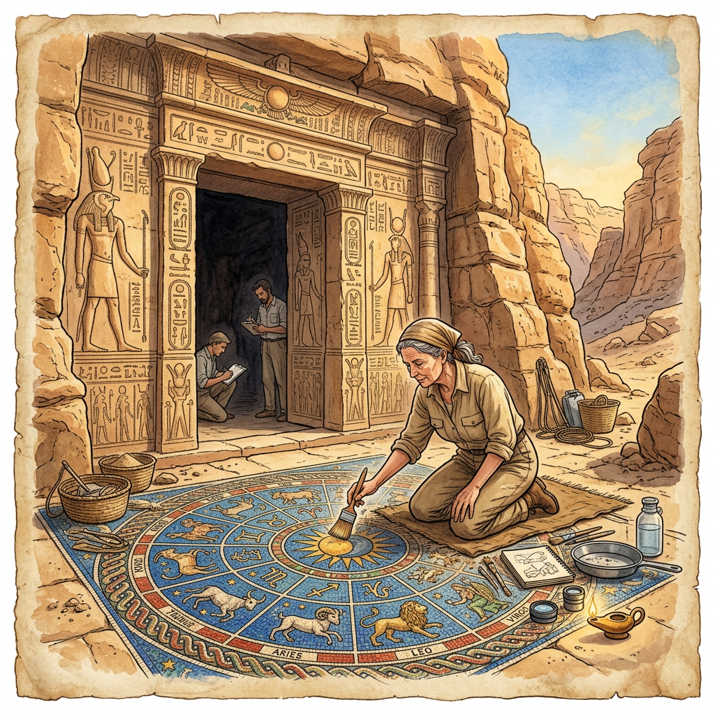 2nd-Century BCE Nabataean 'Temple of the Constellations' with Intact Celestial Mosaics Discovered in Jordan’s Wadi Araba