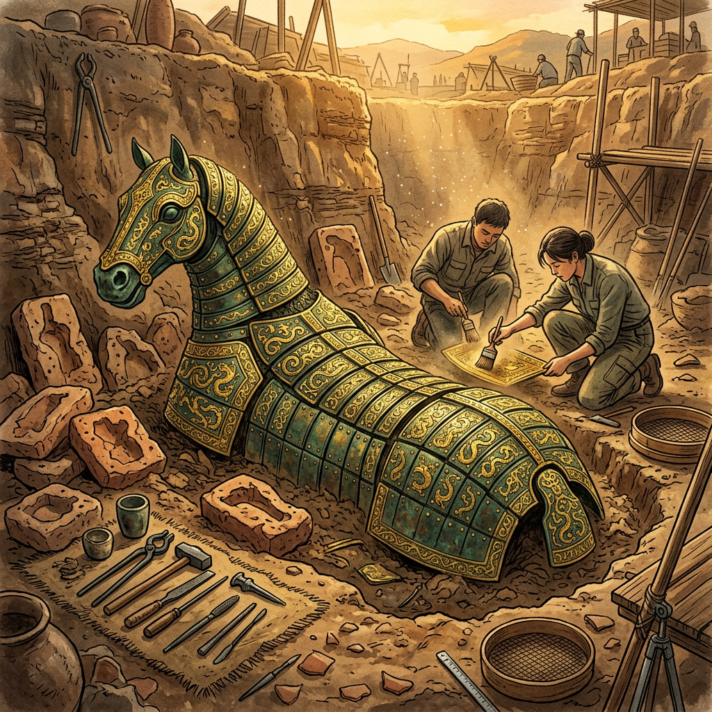 3,000-Year-Old 'Western Zhou' Imperial Bureau of Gilded-Bronze Horse-Armor and Intact Casting Molds Uncovered in Shaanxi Province