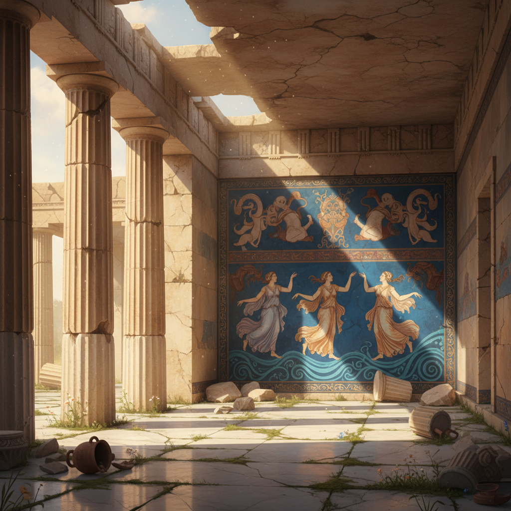 Ancient 4th-Century BCE 'Temple of the Blue Nymphs' with Rare Azurite-Pigmented Murals Uncovered in Ancient Aetolia, Greece