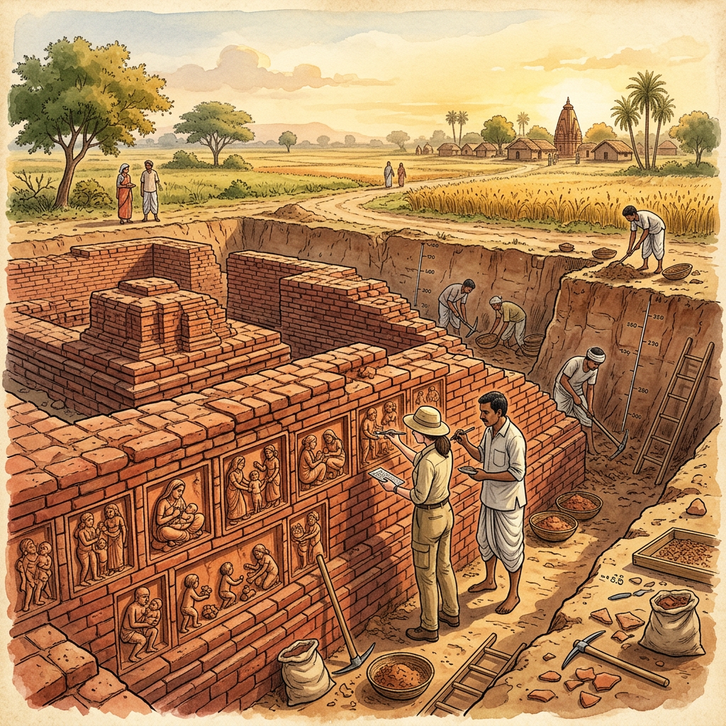 Significant 7th-Century 'Maitraka' Dynasty Temple Dedicated to Goddess Shashthi Uncovered in Rural Amreli District