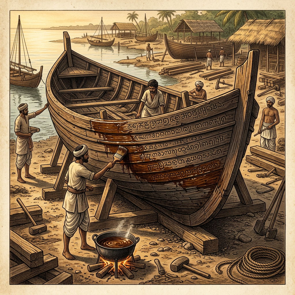 Deciphered 7th-Century 'Grantha' Manuscript from the Coromandel Coast Detailing Lost Sanskrit Protocols for Maritime Timber Preservation