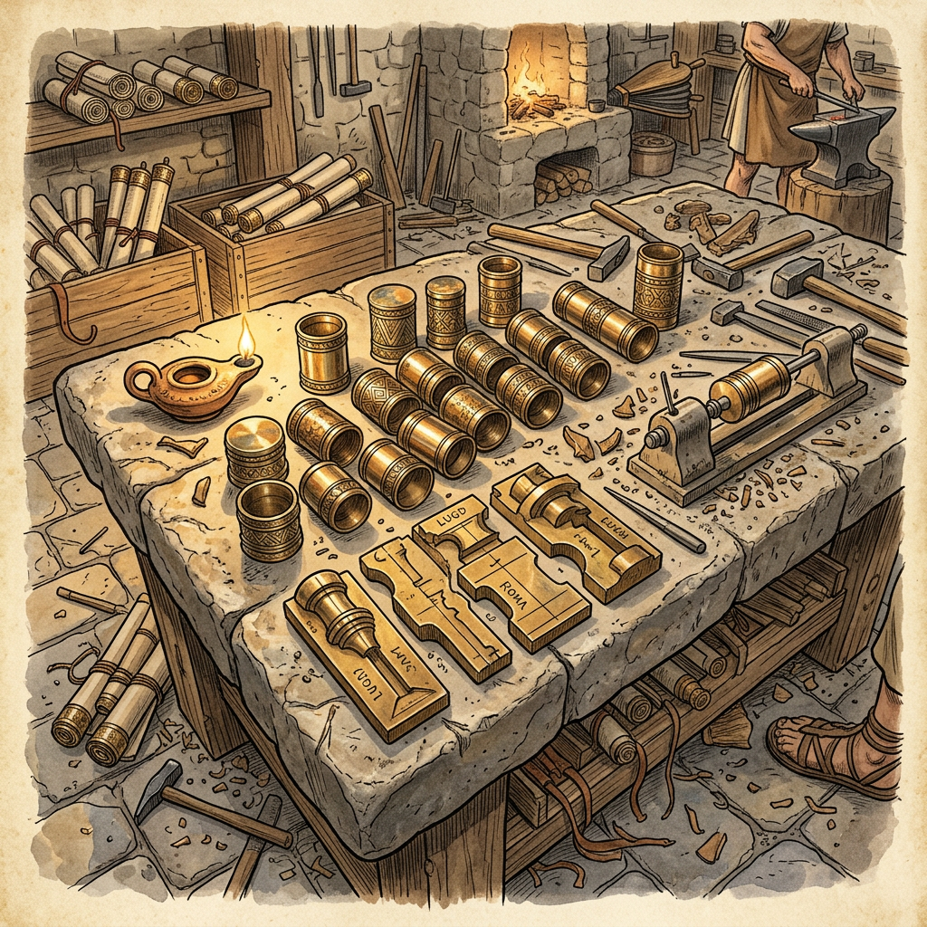 Intact 2nd-Century Roman 'Guild of Imperial Scroll-Cap Fabricators' and Bronze Lathe-Templates Uncovered in Ancient Lugdunum