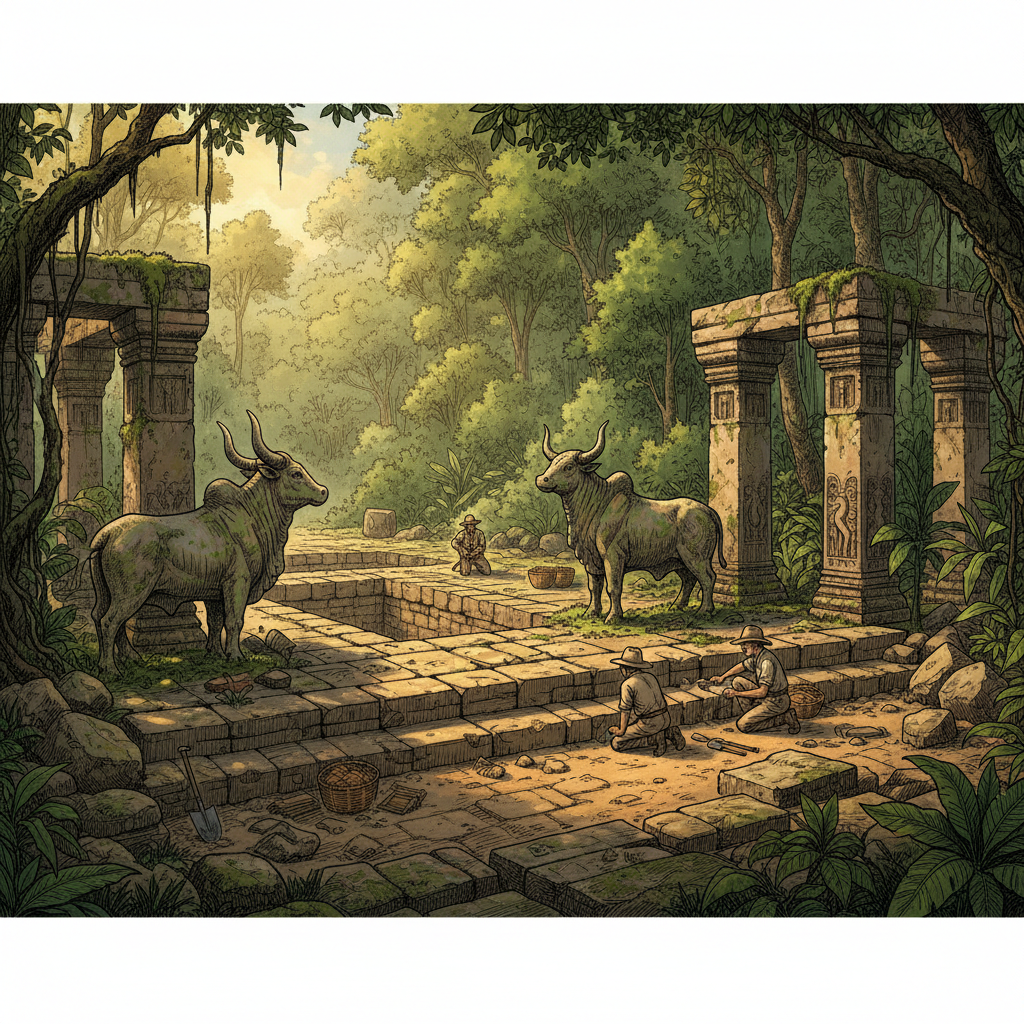 Significant 10th-Century 'Dahala-Style' Shiva Temple Ruins with Rare 'Ashta-Nandi' Pillars Discovered in Madhya Pradesh's Anuppur Forest