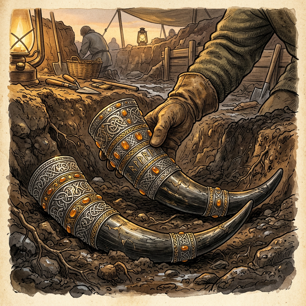 Rare 10th-Century 'Amber-Bound' Ritual Horns Found in a Danish Peat Bog Reveal Logistics of Viking 'Winter-Ending' Festivals