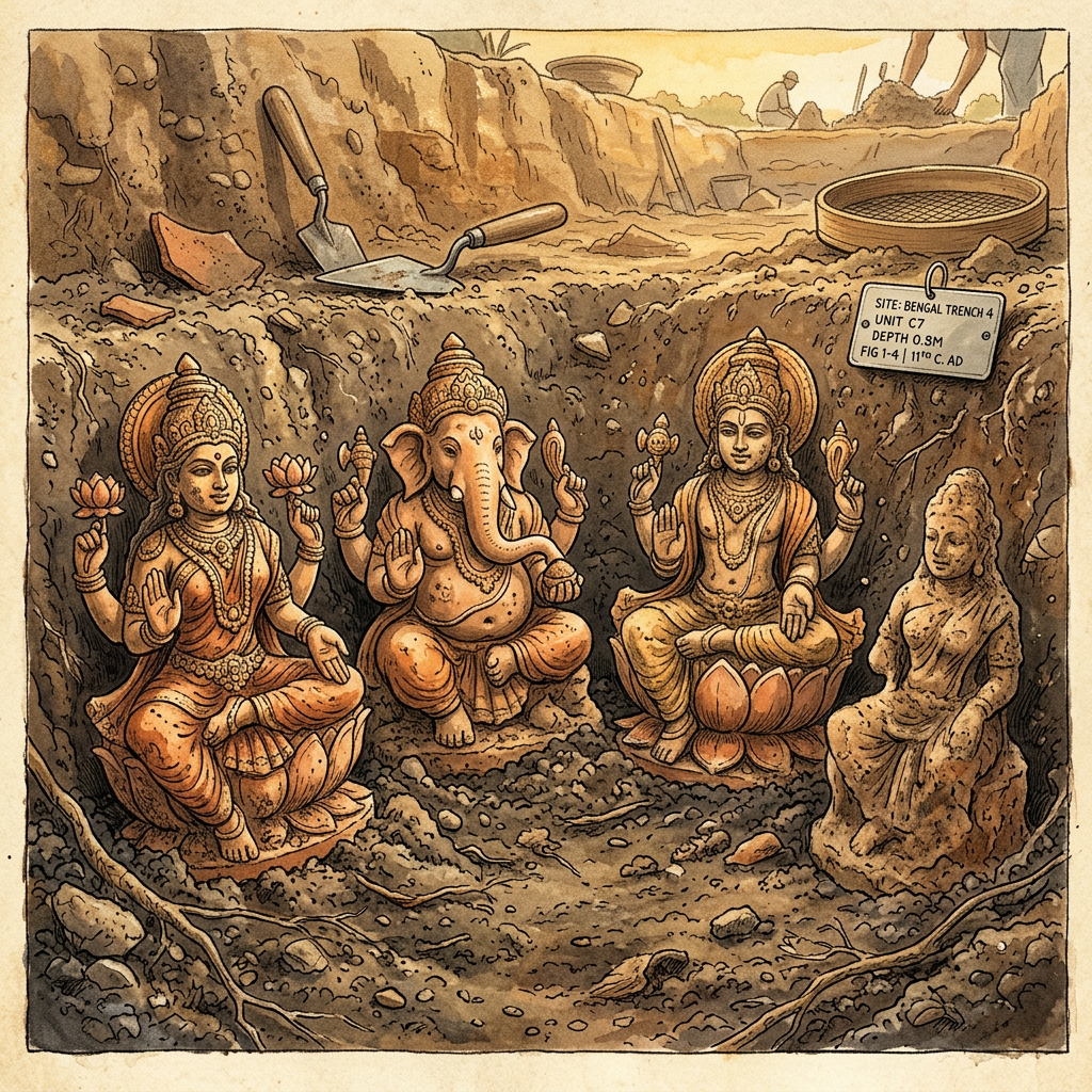 Restoration of 11th-Century 'Nolamba' Dynasty Temple in Karnataka's Tumkur District Uncovers Rare Terracotta Deities