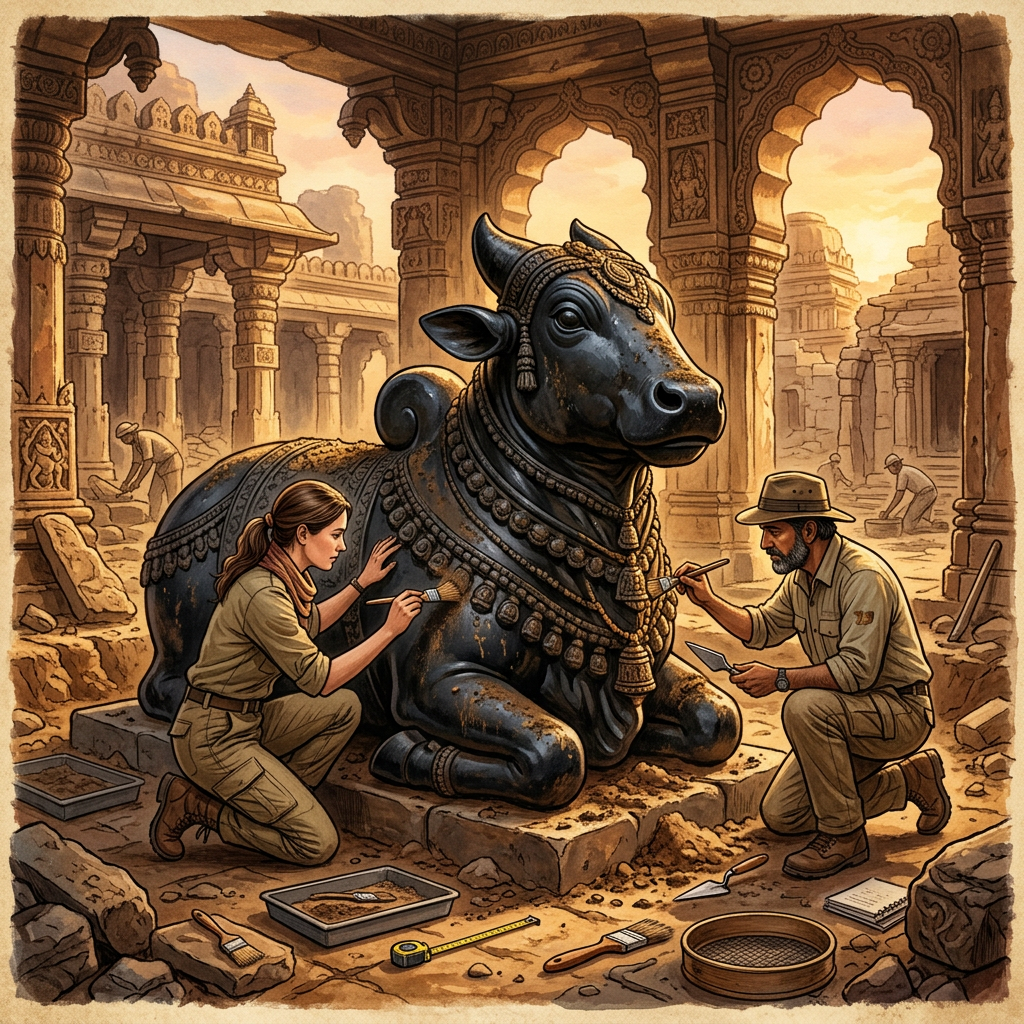 Significant 11th-Century 'Western Chalukya' Temple Ruins with Unique 'Mercury-Insulated' Sanctum Discovered in Rural Sangareddy