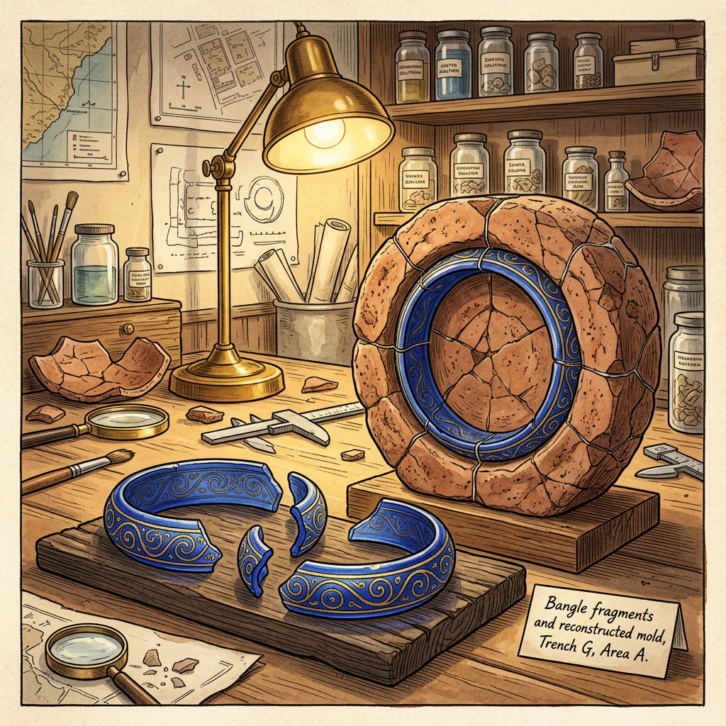 Discovery of a 2,200-Year-Old 'Celtic Glass-Blowing Industrial Wing' in Southern Germany with Rare Blue-and-Gold Bracelet Molds