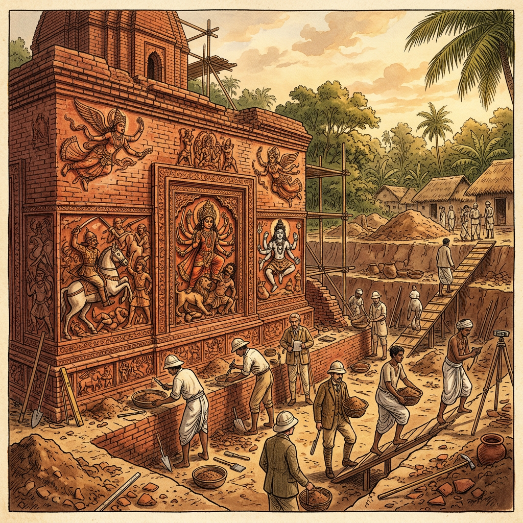 11th-Century 'Vanga' Style Brick Temple with Unique 'Terracotta-Lattice' Foundations Uncovered in West Bengal’s Nadia District