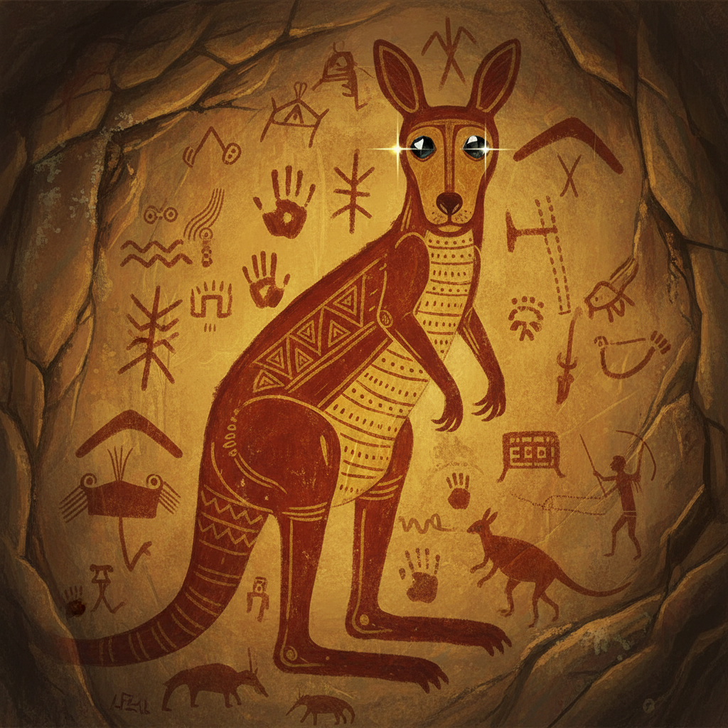 18,000-Year-Old 'Obsidian-Inlaid' Cave Art Depicting Extinct Giant Kangaroos Discovered in the Blue Mountains