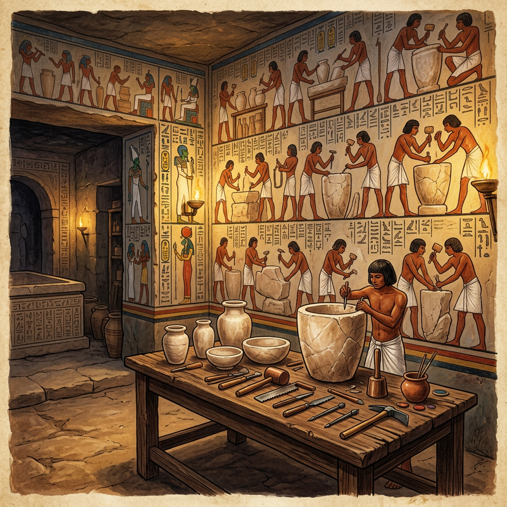 Intact 19th-Dynasty 'Master of the Royal Alabaster-Vat Carvers' Tomb Unveiled in Saqqara with Rare Corundum-Abrasive Drills