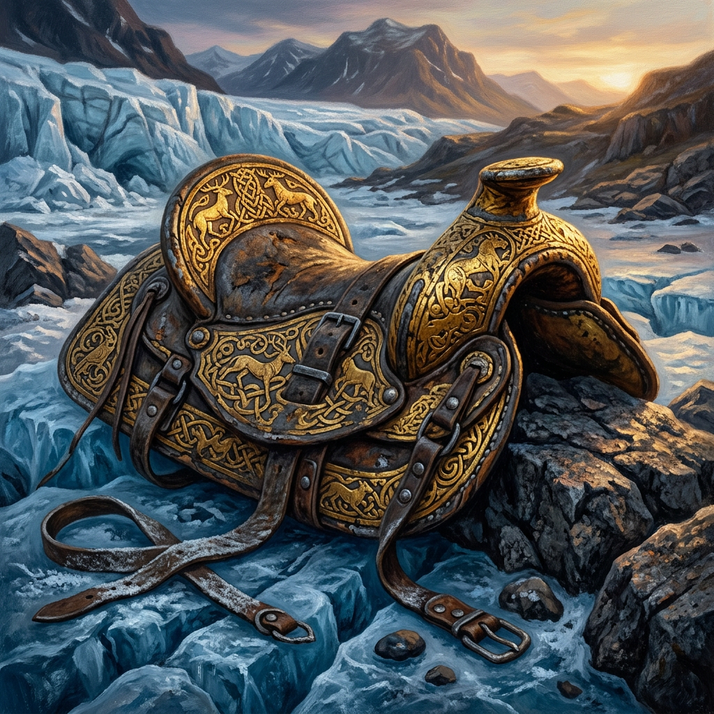 1,500-Year-Old 'Hunnic' Gilded Saddle and Weaponry Found in a Melting Glacier in the Tian Shan Mountains