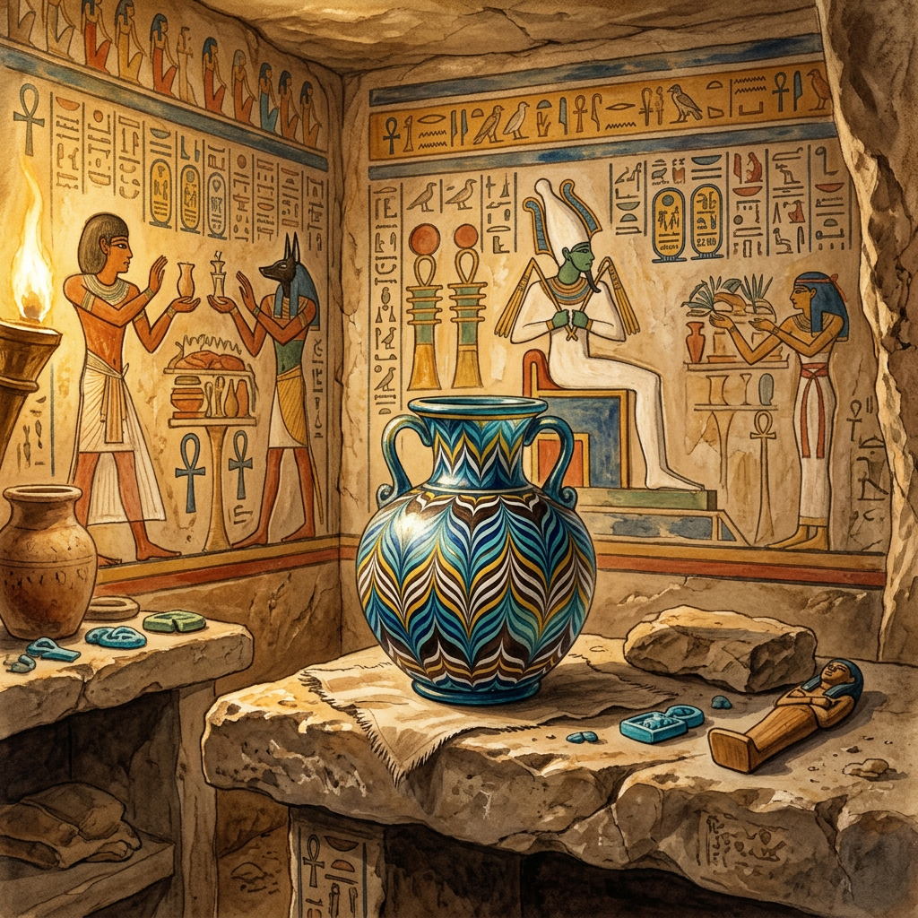 Intact 18th-Dynasty 'Director of the Royal Glass-Core Workshops' Tomb Uncovered in Saqqara with Rare Multi-Colored Vessels